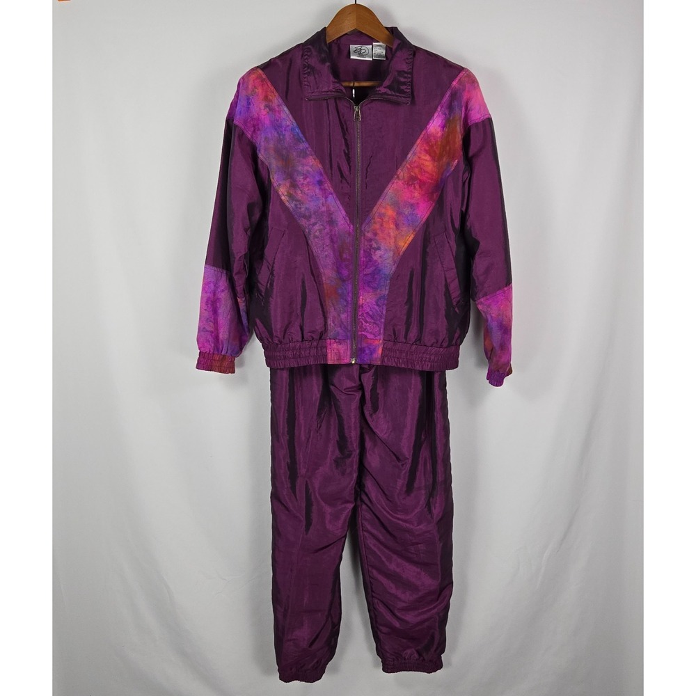 Beyond Performance Tracksuit Women Petite L Purple Vintage 90s Nylon Windbreaker